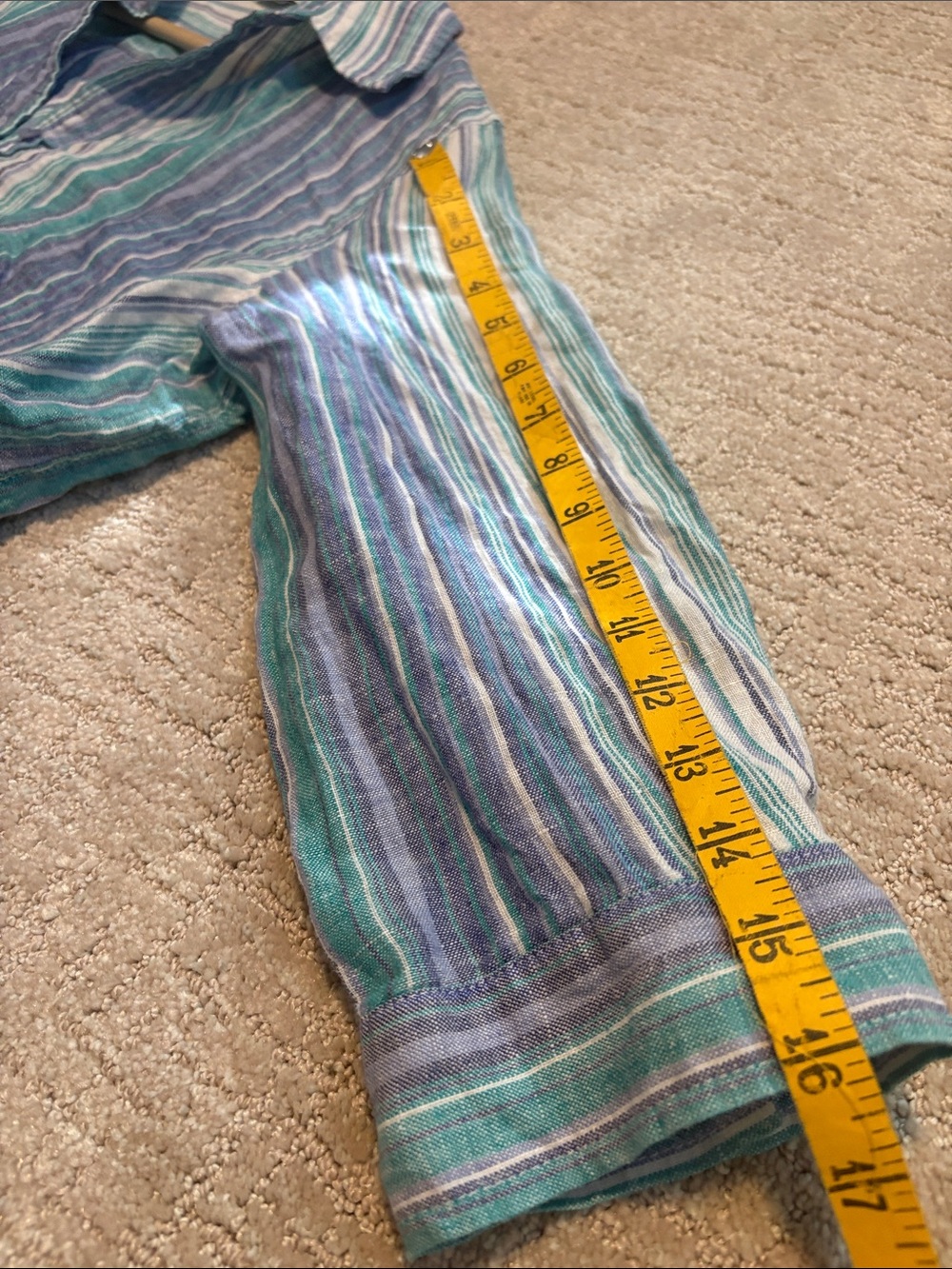 Coldwater Creek Striped Green, Teal & Blue. Button-Up Shirt - Picture 6 of 7